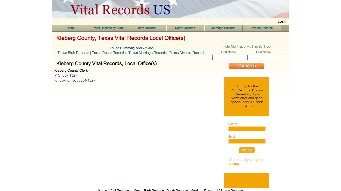 Kleberg County, Texas Vital Records Local Office(s ...