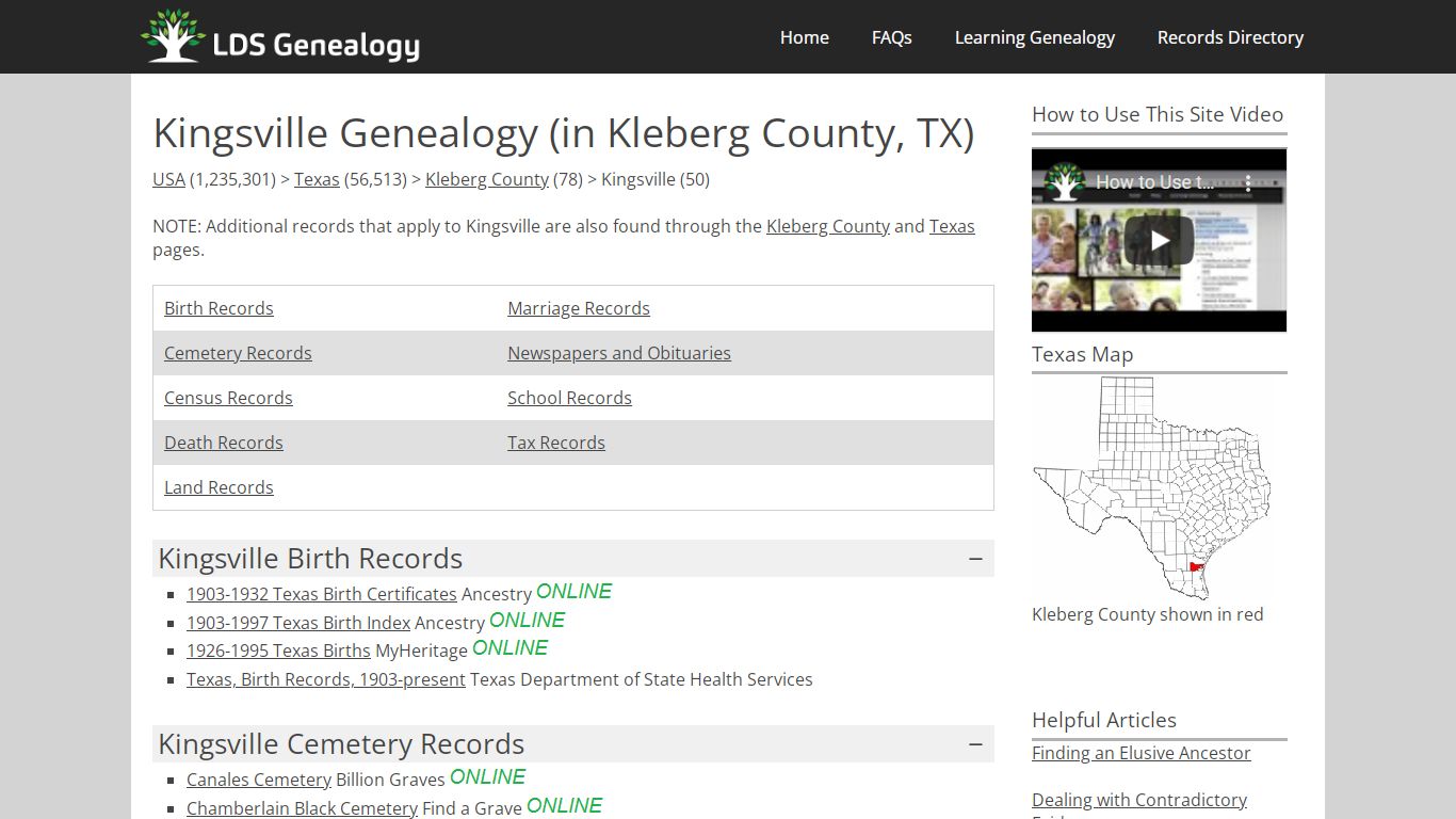 Kingsville Genealogy (in Kleberg County, Texas)